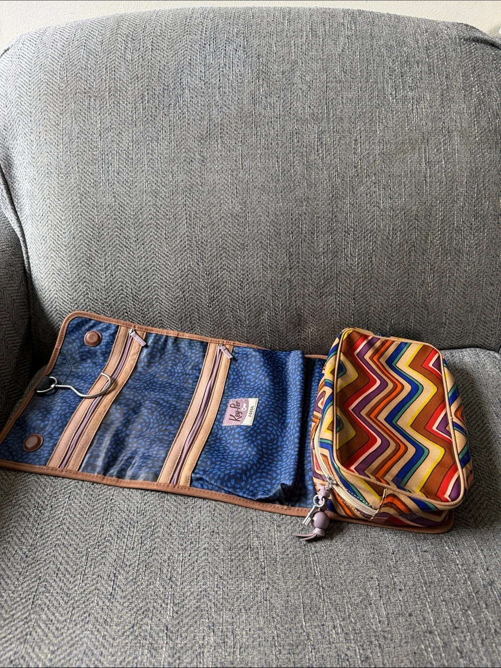 Fossil Multicolored Coated Canvas Cosmetic Bag